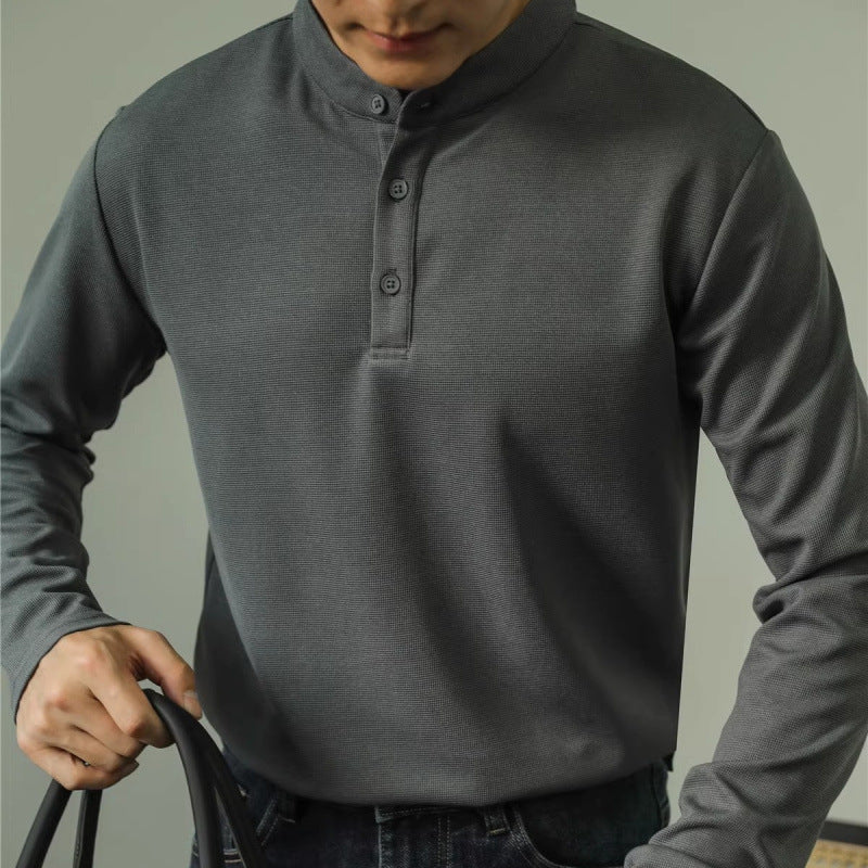 Men’s Solid Color Long Sleeve Polo