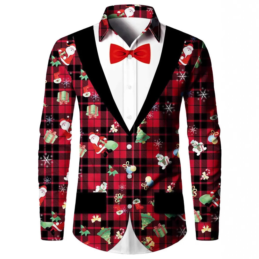 Men’s Digital Print Faux Two-Pieces Shirt