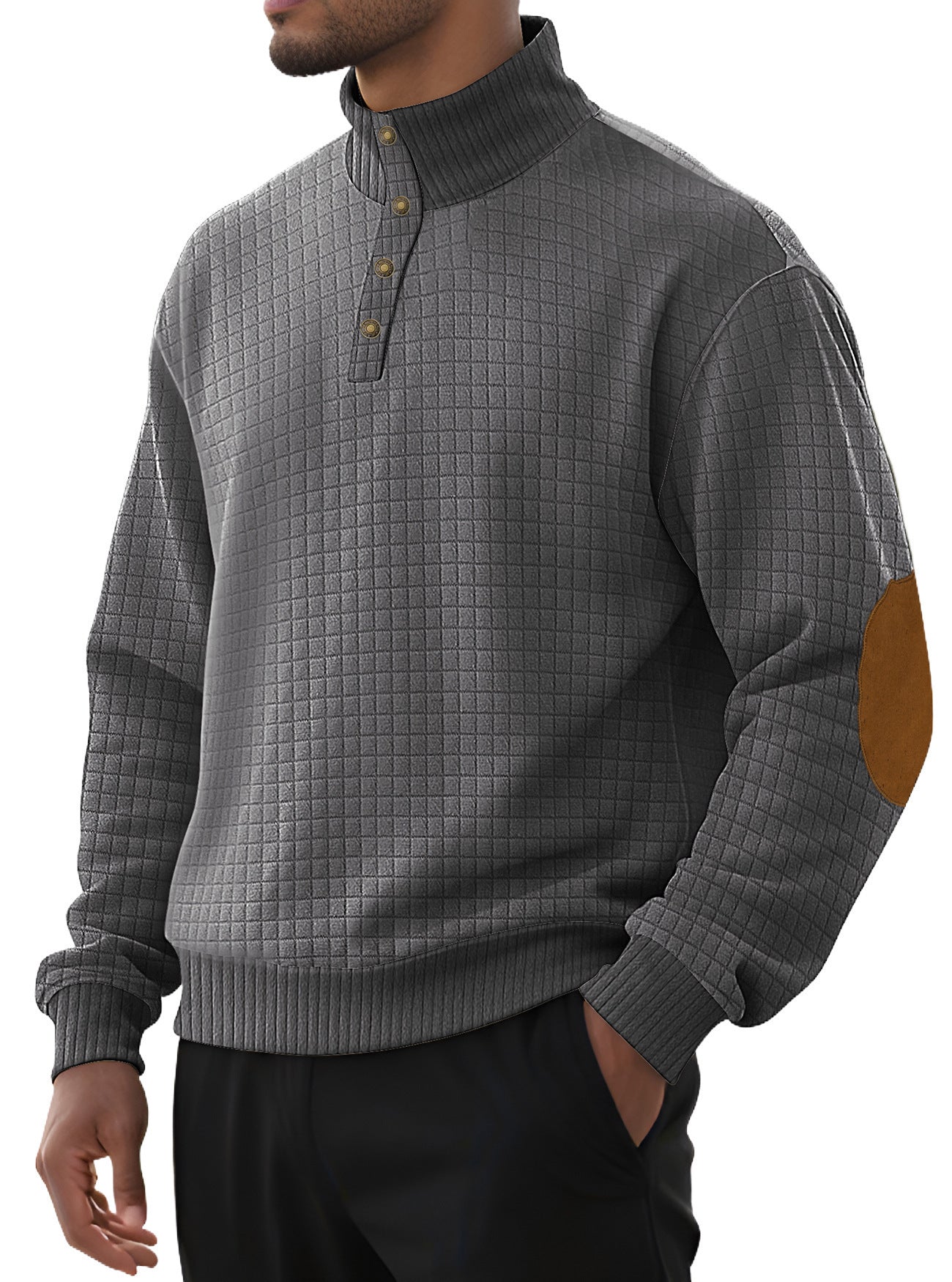 Plaid Stand-Collar Sweater