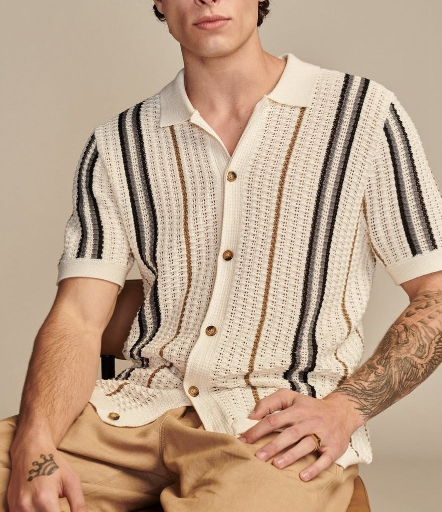 Men’s Hollow Knit Polo Cardigan
