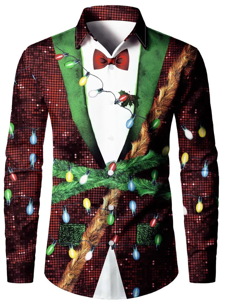 Men’s Digital Print Faux Two-Pieces Shirt