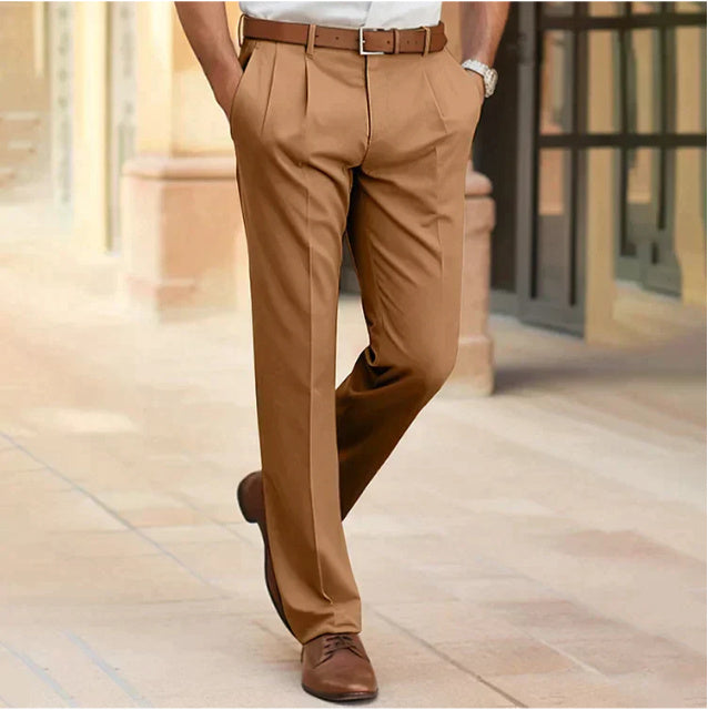 Men’s Mid-Waist Straight-Leg Suit Pants