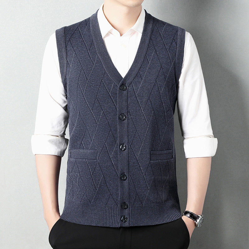 Men’s Wide Shoulder Striped Jacquard Vest