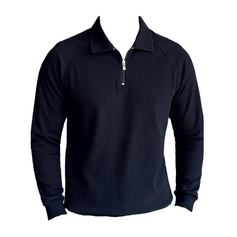 Men’s Seersucker Half-Zip Polo Shirt