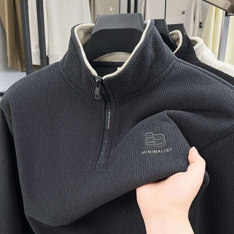 Half-Zip Velvet Padded Sweater