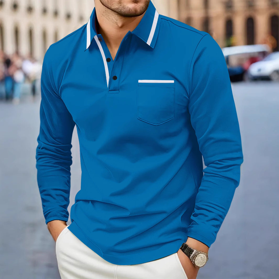 Men’s Patchwork Lapel Polo Shirt
