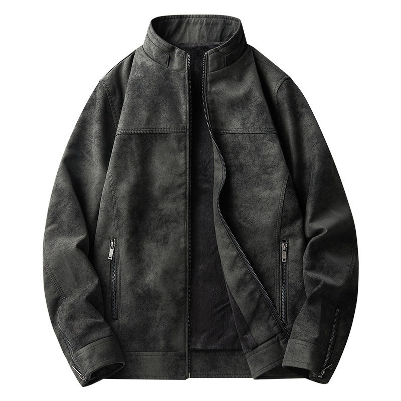 Men’s Retro Tie-Dyed Leather Jacket