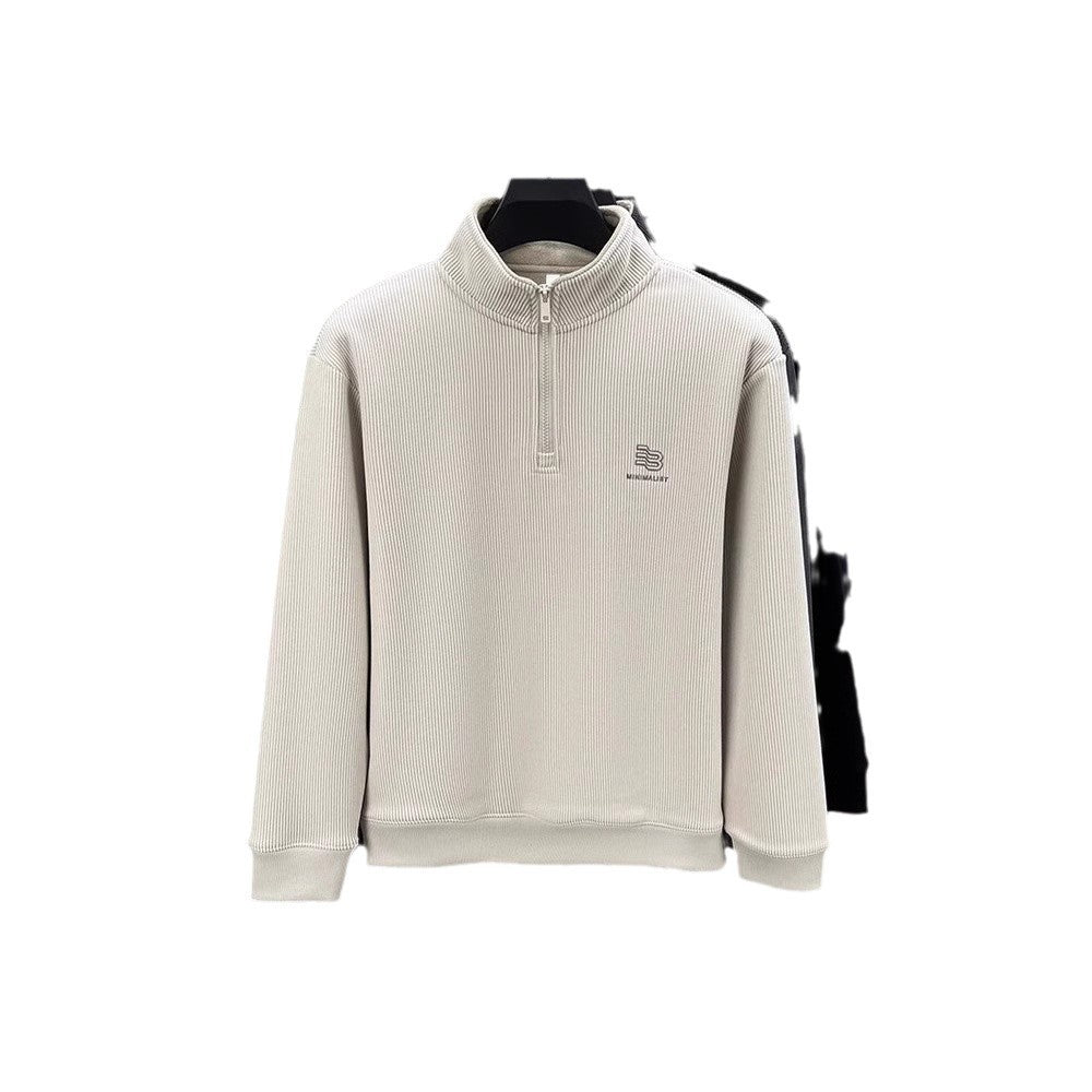Half-Zip Velvet Padded Sweater
