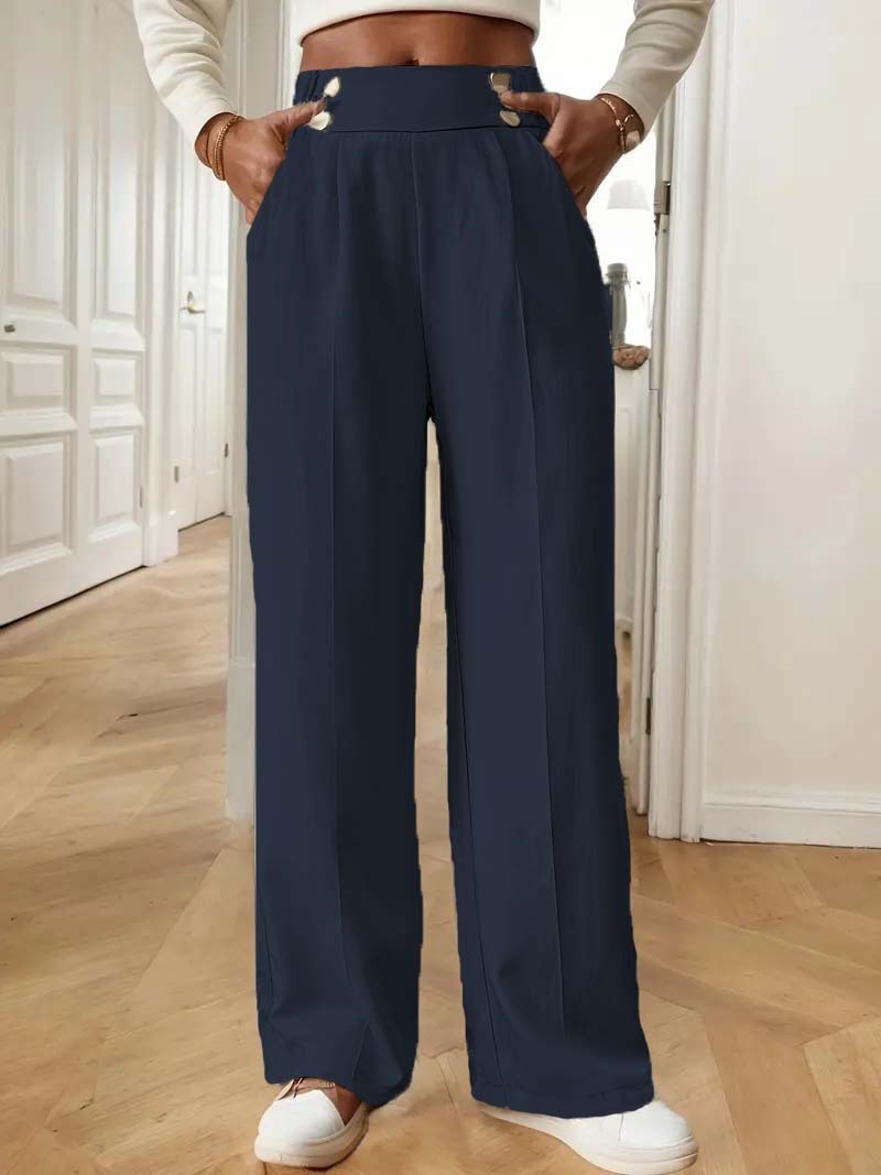 Straight-leg Pants Women's Special-interest Design Solid Color