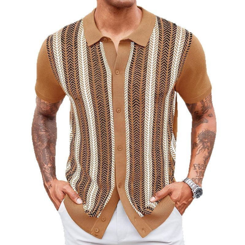 Men’s Striped Jacquard Sweater T-shirt