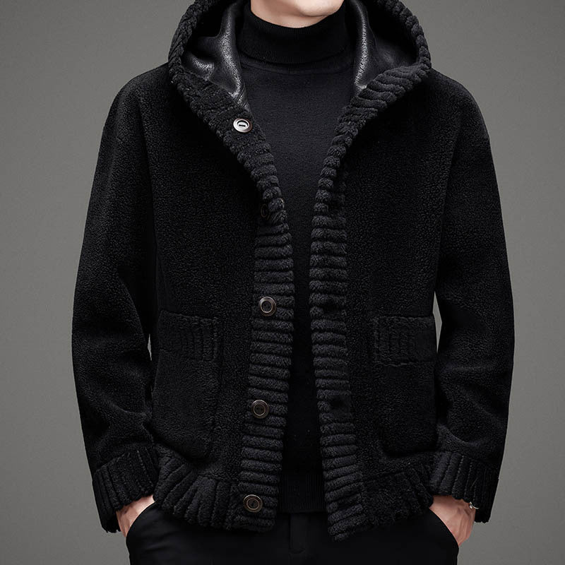 Double-Sided Cashmere Fur Hoodie Jacket