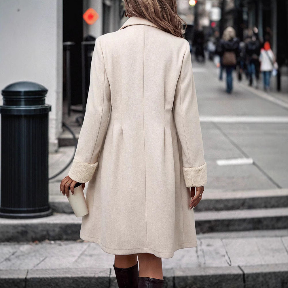 Women’s Waist-Trimming Woolen Coat