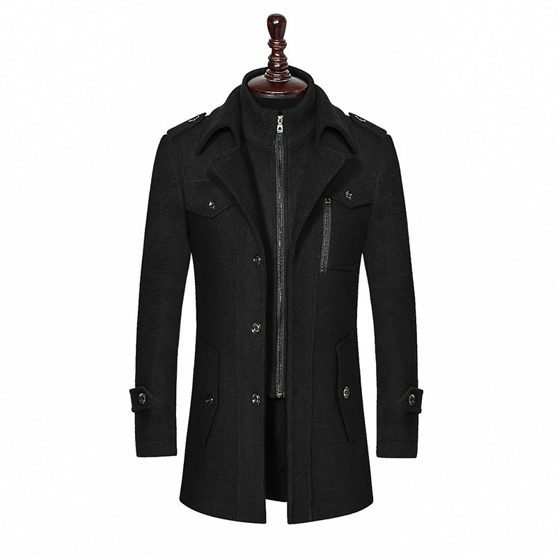 Double-Collar Vertical Zipper Coat