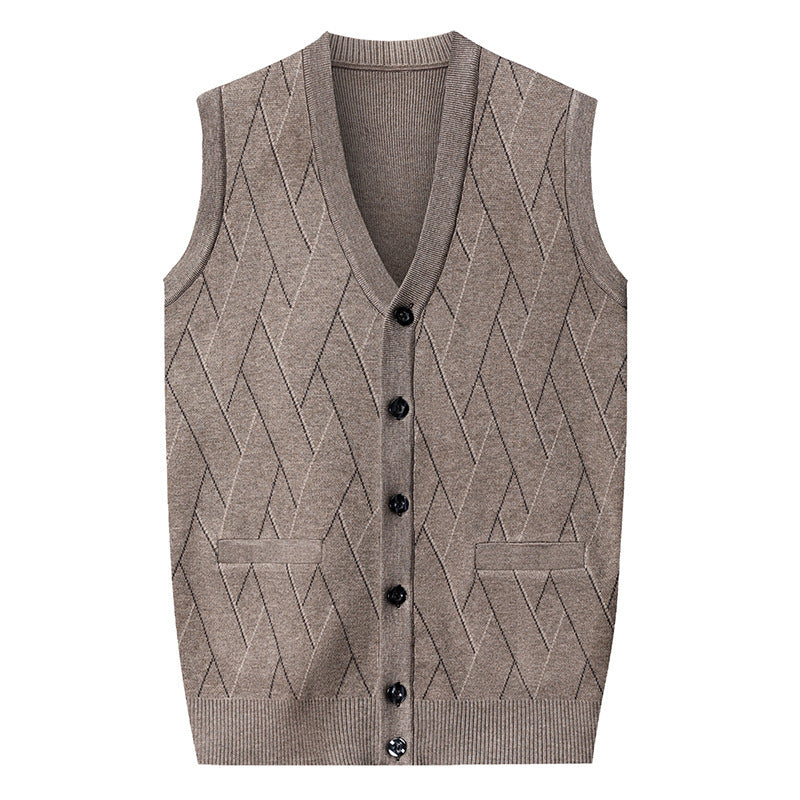 Men’s Wide Shoulder Striped Jacquard Vest