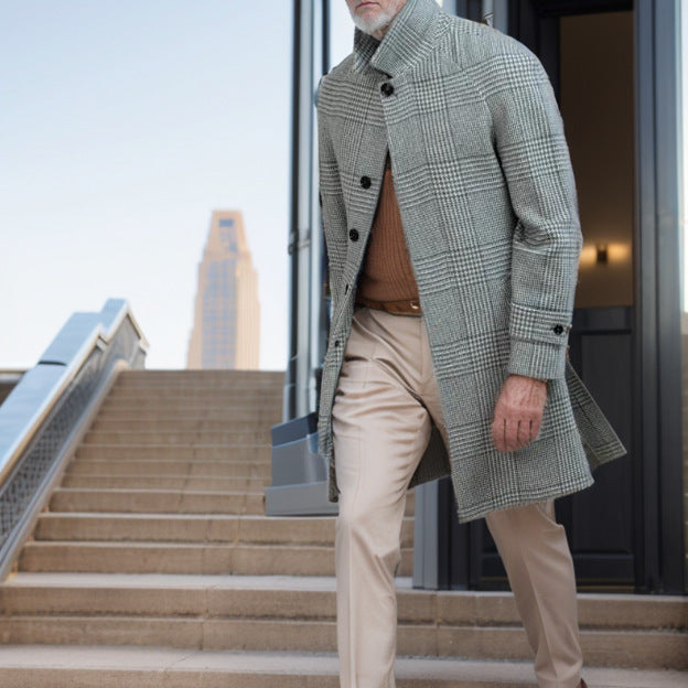 Men’s Checked Raglan Sleeve Wool Coat