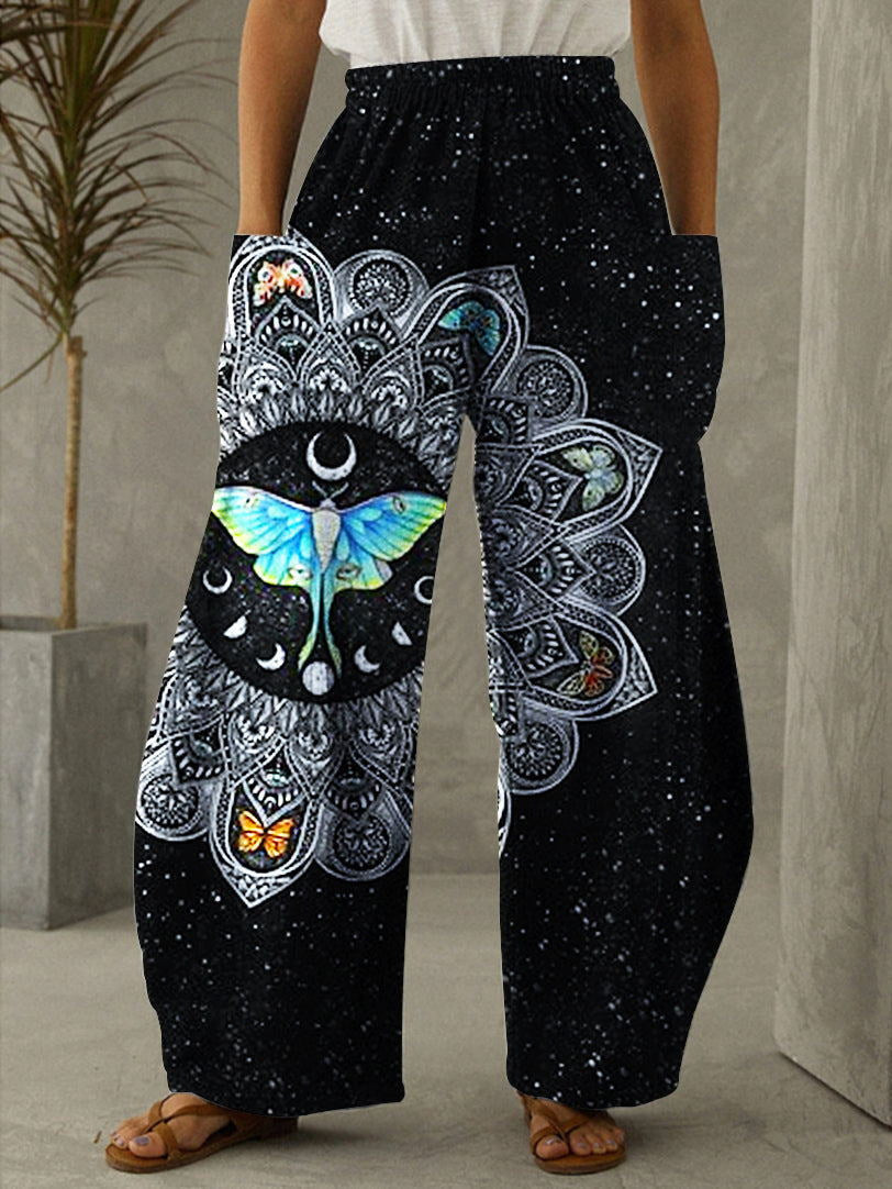 Christmas 3D Printed Wide-leg Trousers
