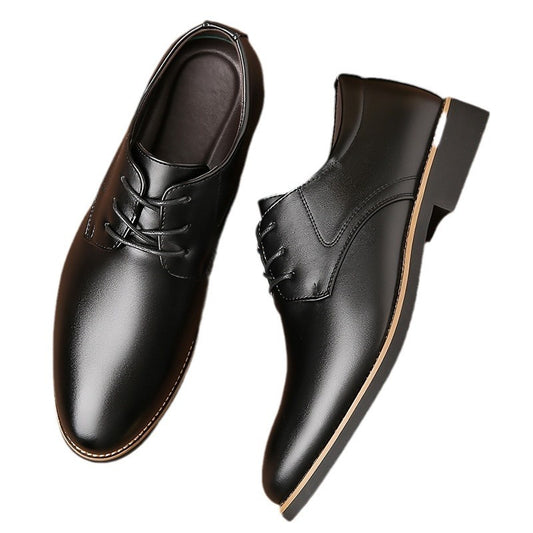 Plus-Size Black Leather Business Shoes