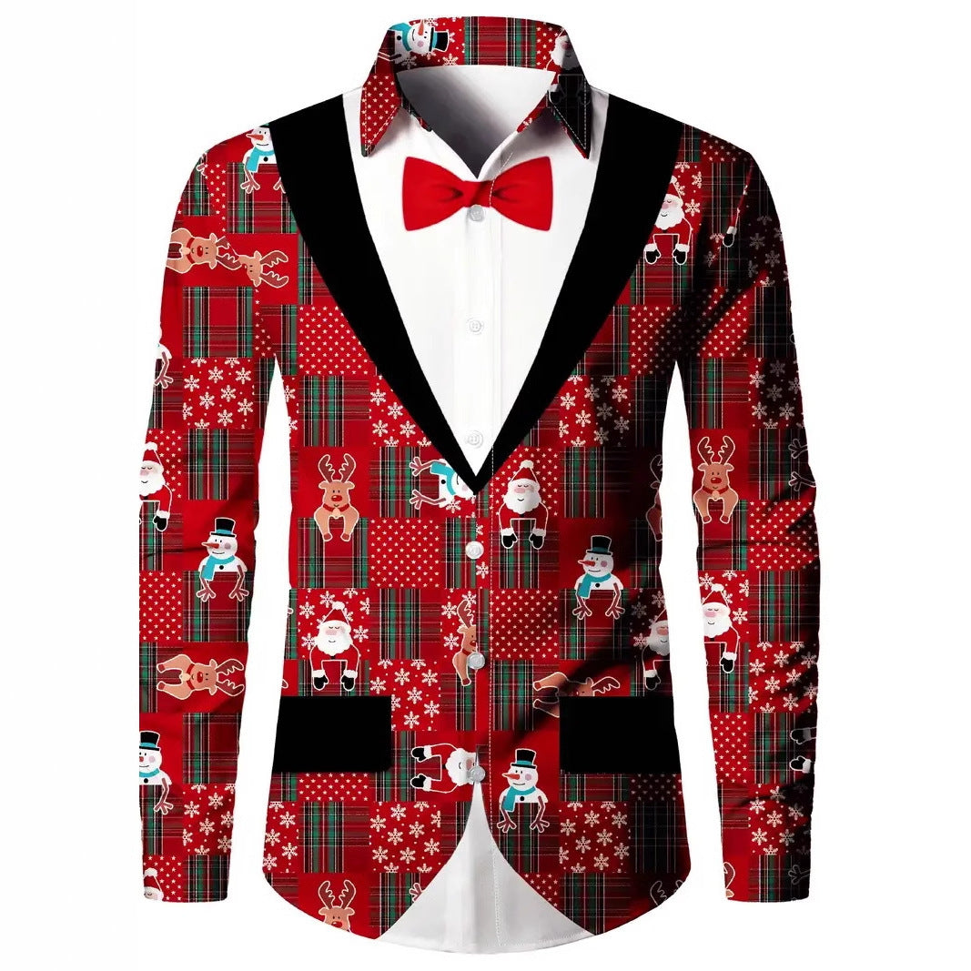Men’s Digital Print Faux Two-Pieces Shirt