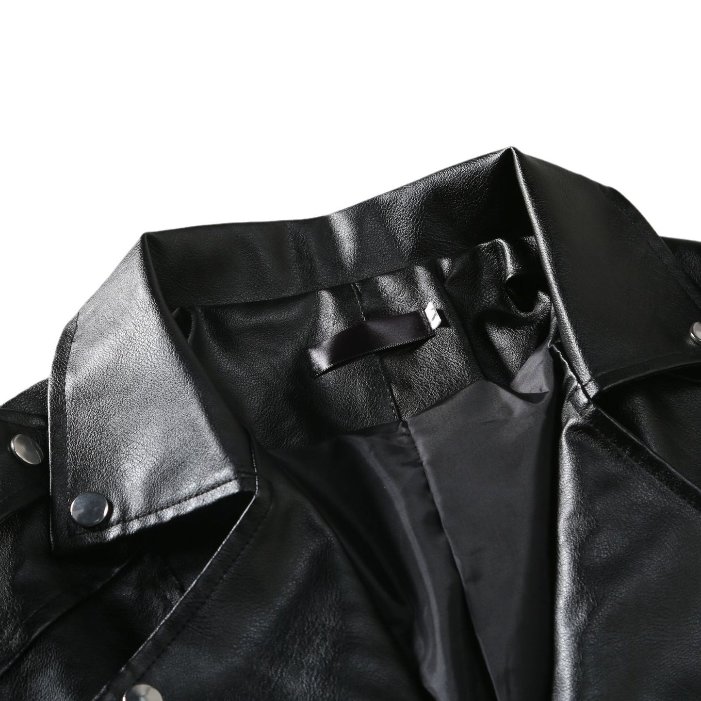 Slim Fit Lapel Leather Jacket