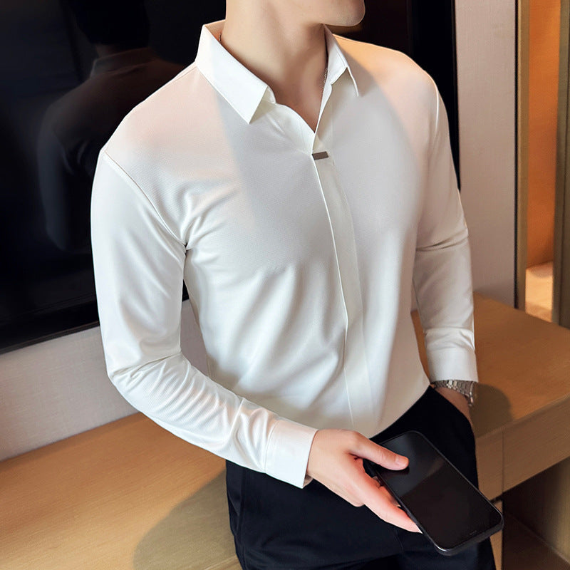 Men’s V-Neck Drape Long Sleeve Shirt