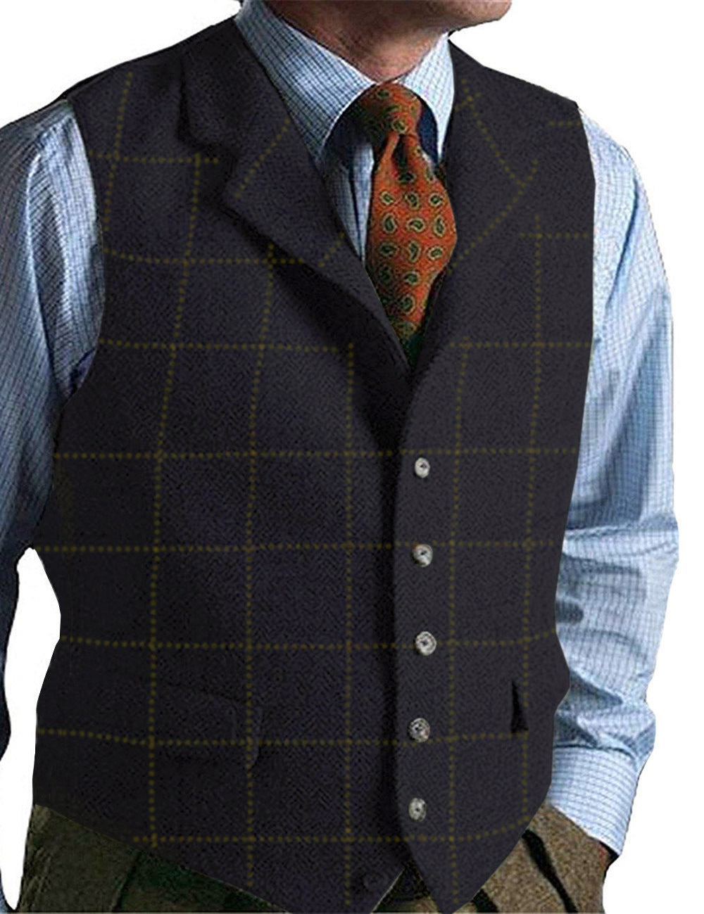Men’s Plaid Tweed Gilet