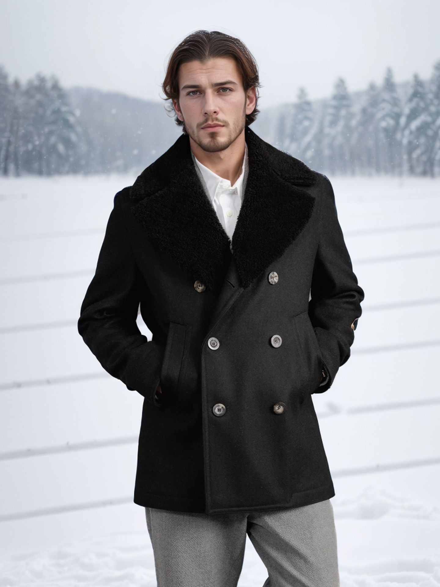Double-Breasted Wool Cashmere Coat