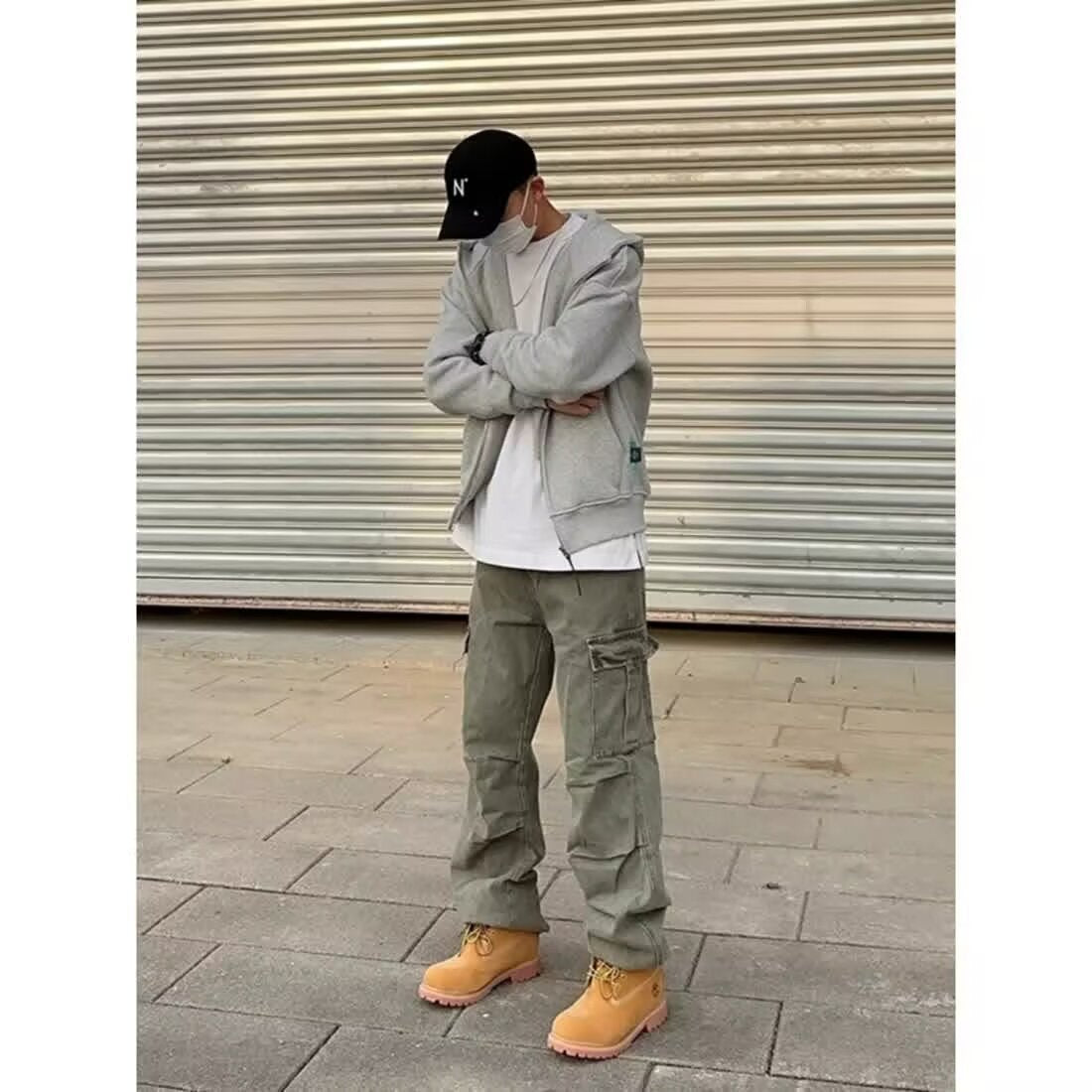 Heavy Stone Washed Straight Cargo