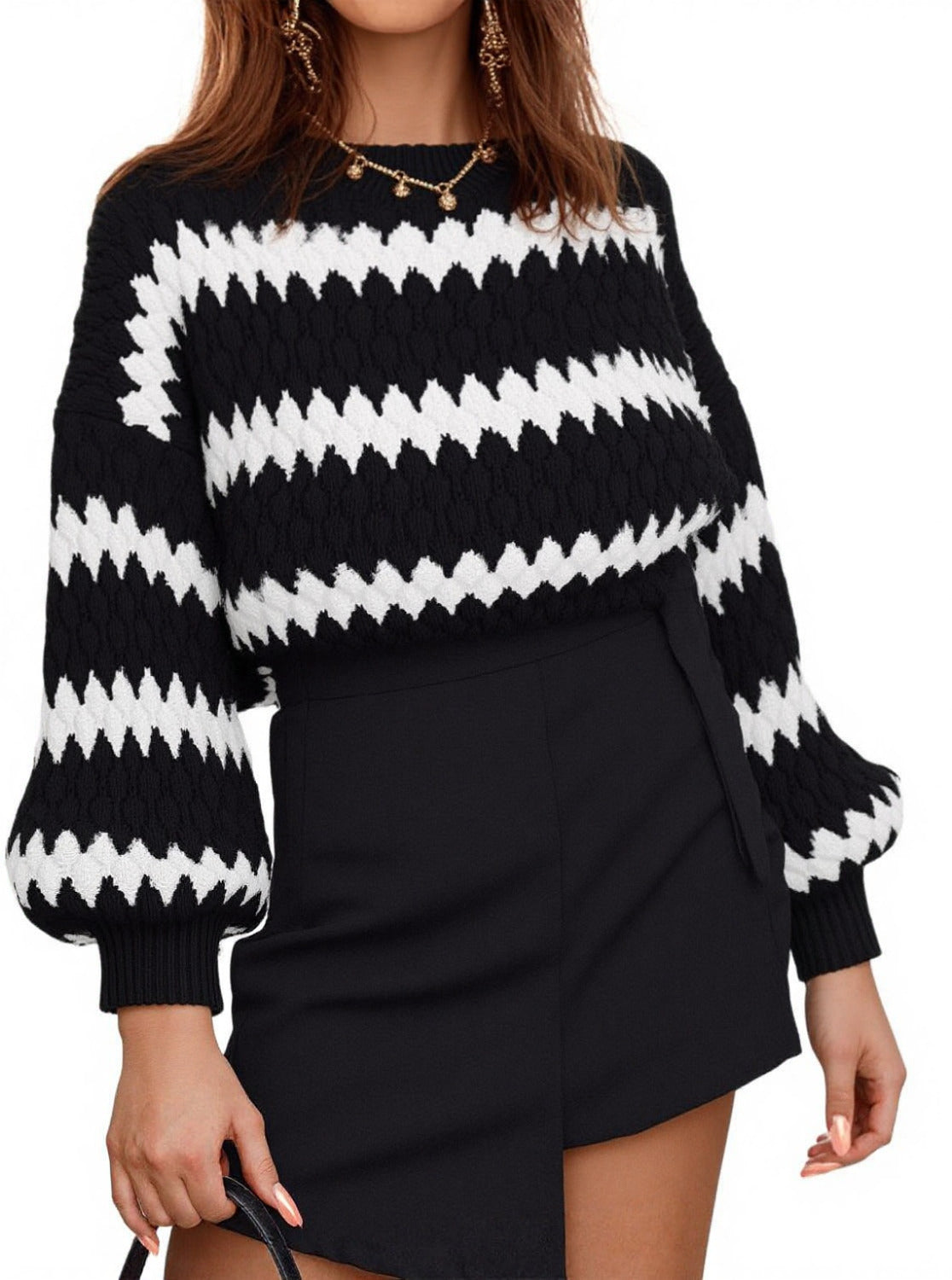 Women's Knitted Pullover Striped European And American