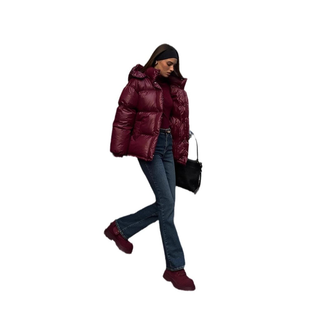 Graceful Stand Collar Hooded Jacket