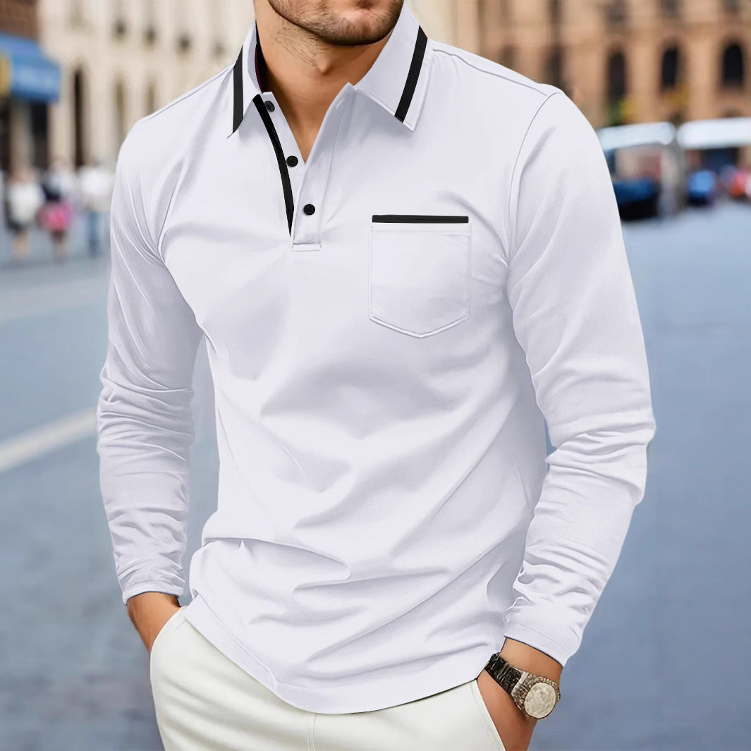 Men’s Patchwork Lapel Polo Shirt