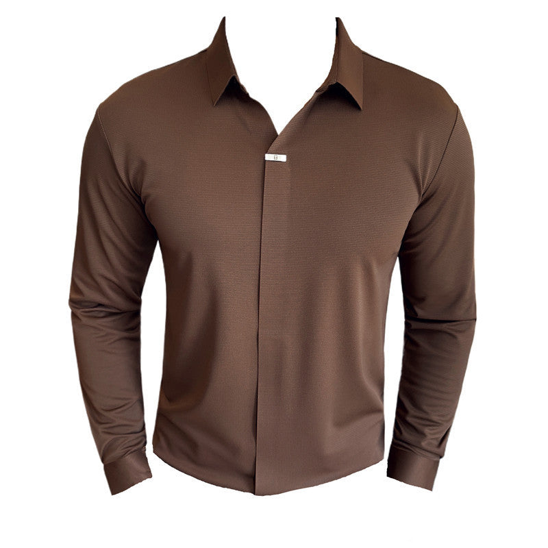 Men’s V-Neck Drape Long Sleeve Shirt