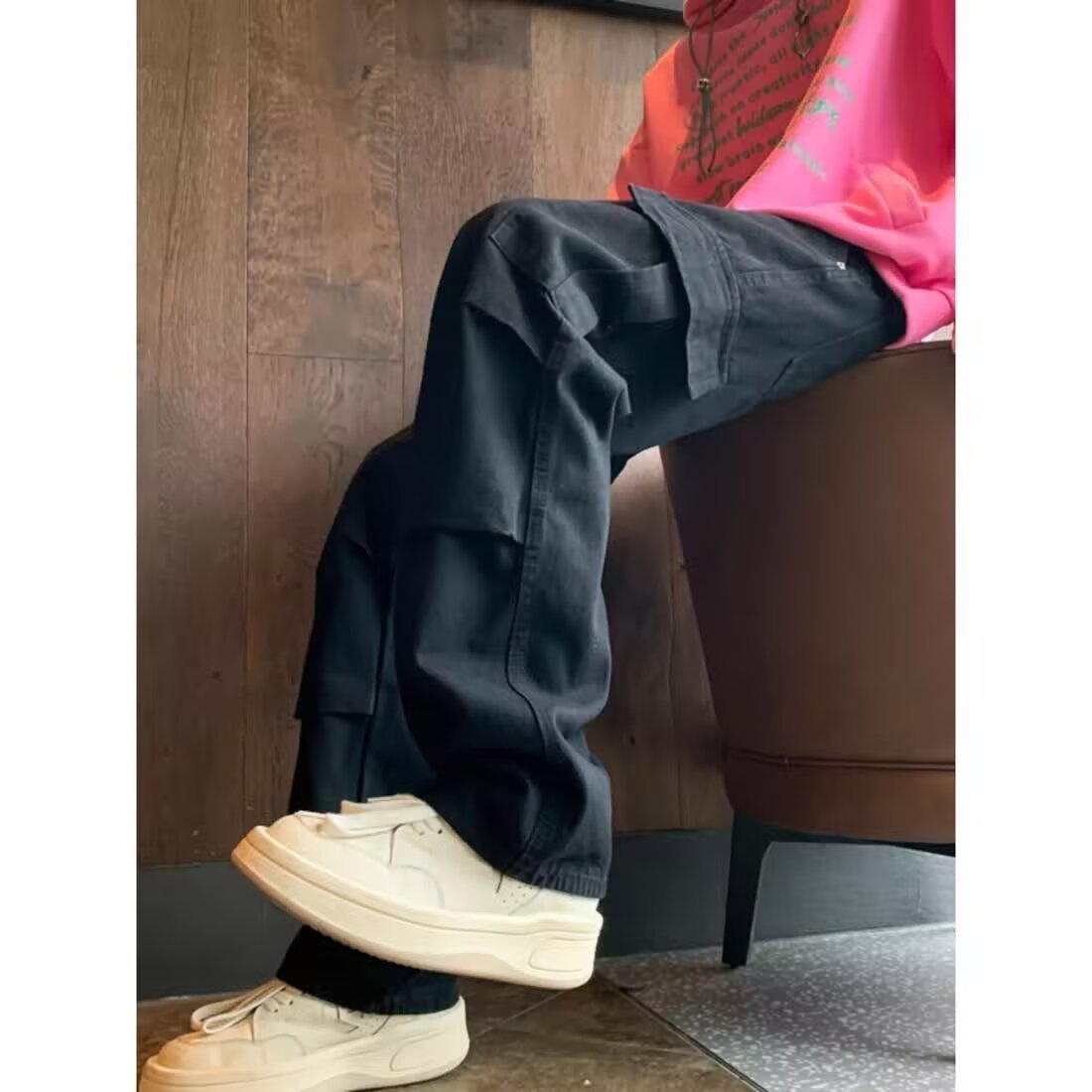 Heavy Stone Washed Straight Cargo