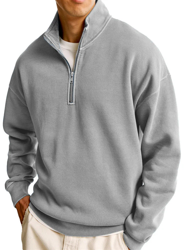 Half-Zip Stand Collar Sweater