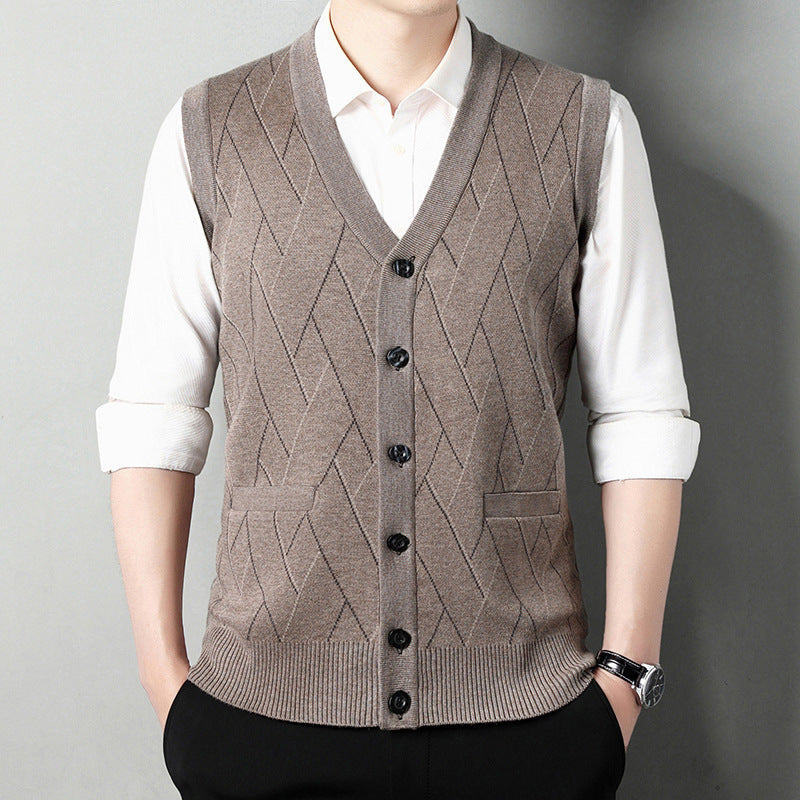 Men’s Wide Shoulder Striped Jacquard Vest