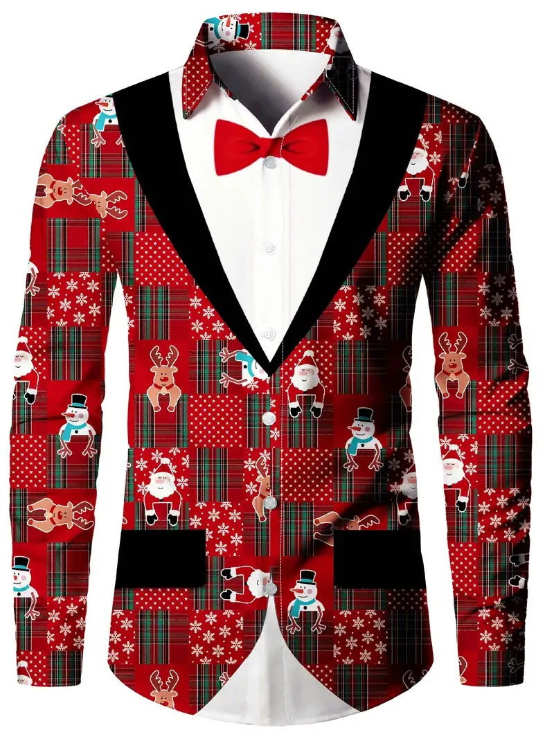 Men’s Digital Print Faux Two-Pieces Shirt