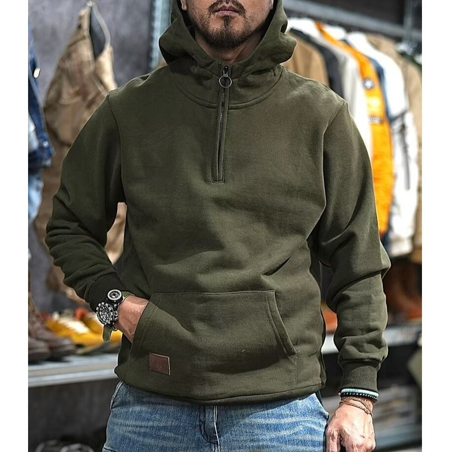 Half Open Collar Hooded Sweater