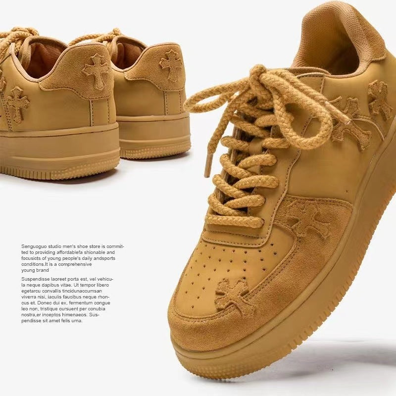 Weizenfarbene Damen-Sneaker im Retro-Stil mit Plateau