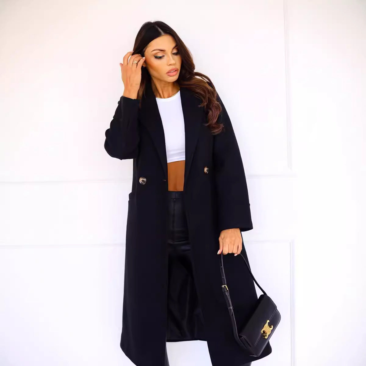Women’s Double-Breasted Woolen Coat