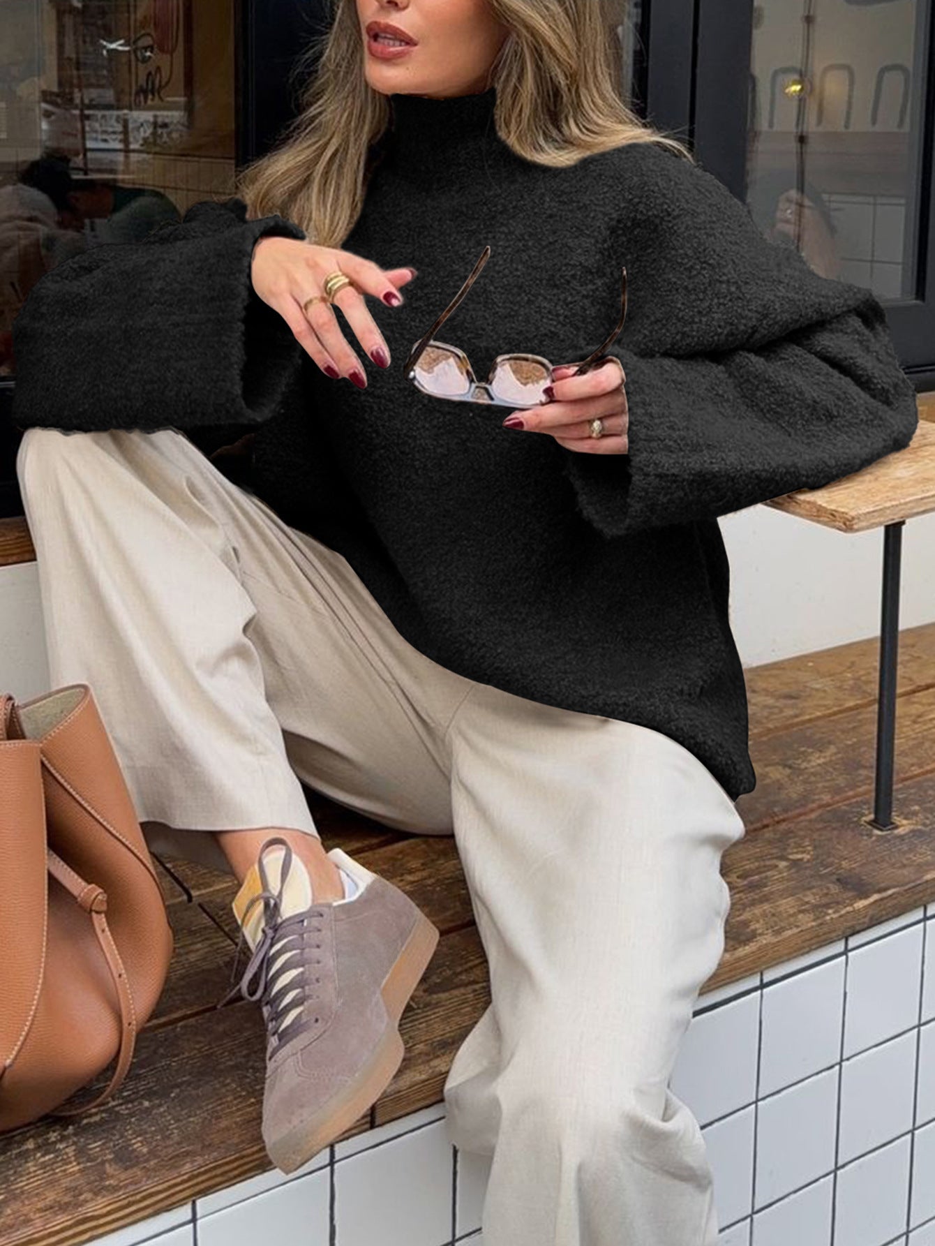 European And American Leisure Wool Long-sleeved Coat
