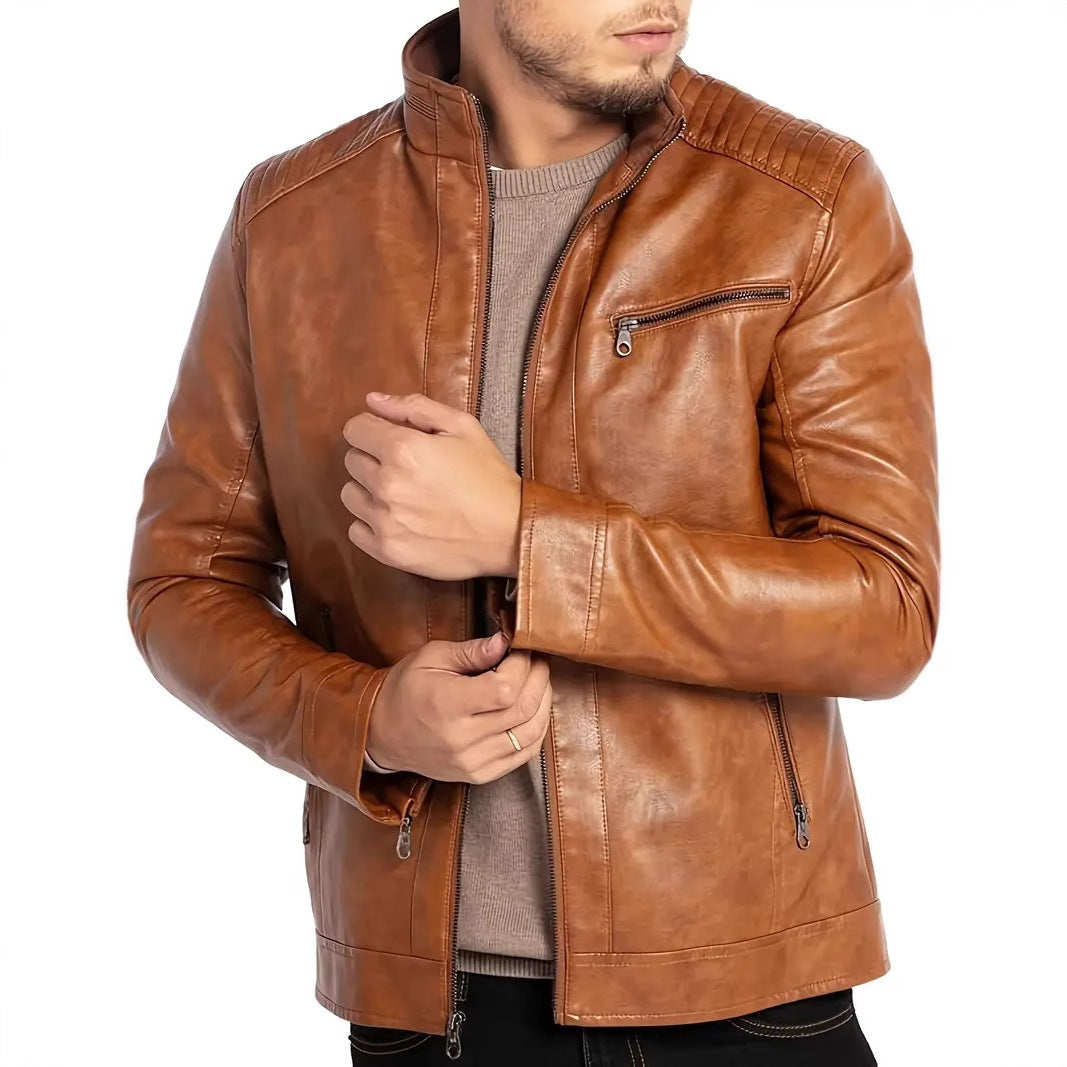 Men’s Stand Collar Motorcycle Jacket