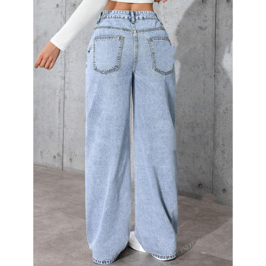 Süße und würzige, hoch sitzende, gerade geschnittene Jeans