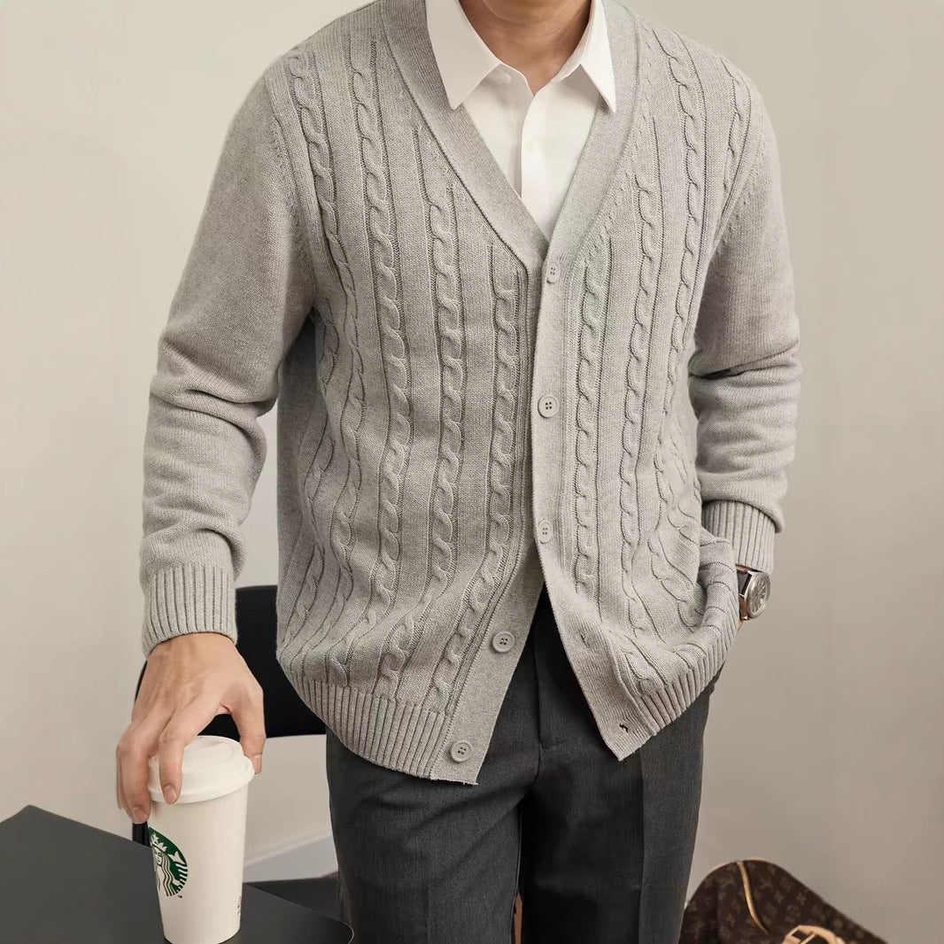 Youth Solid Color Knitted Cardigan