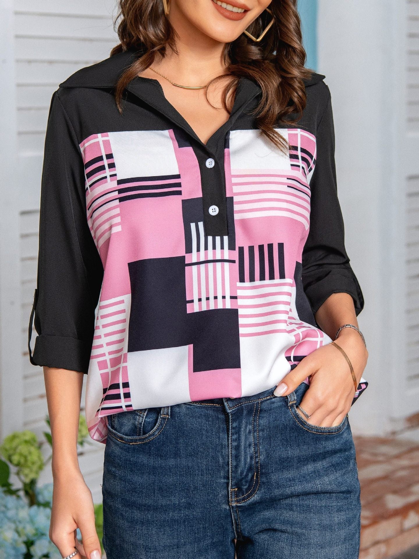 Women’s Printed ¾ Sleeve Blouse