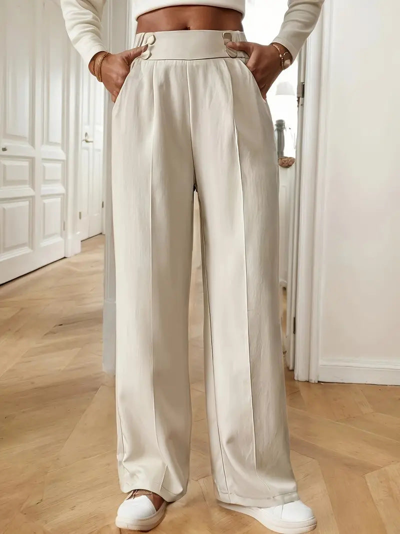Straight-leg Pants Women's Special-interest Design Solid Color