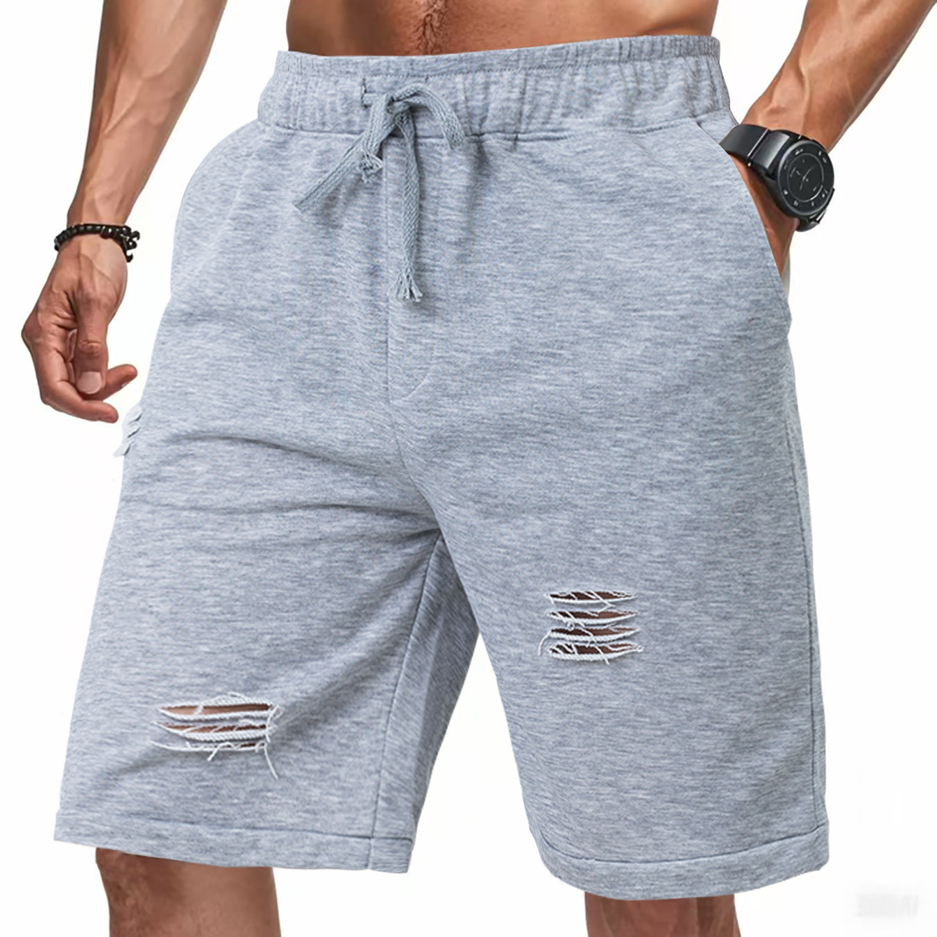 Ripped Knit Terry Sports Pants