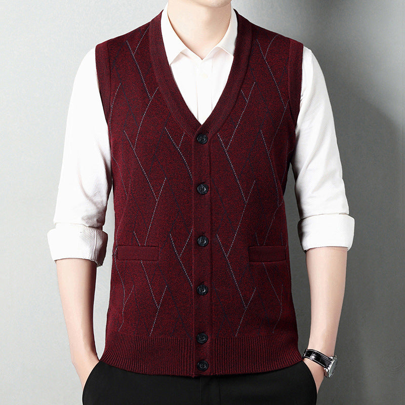Men’s Wide Shoulder Striped Jacquard Vest