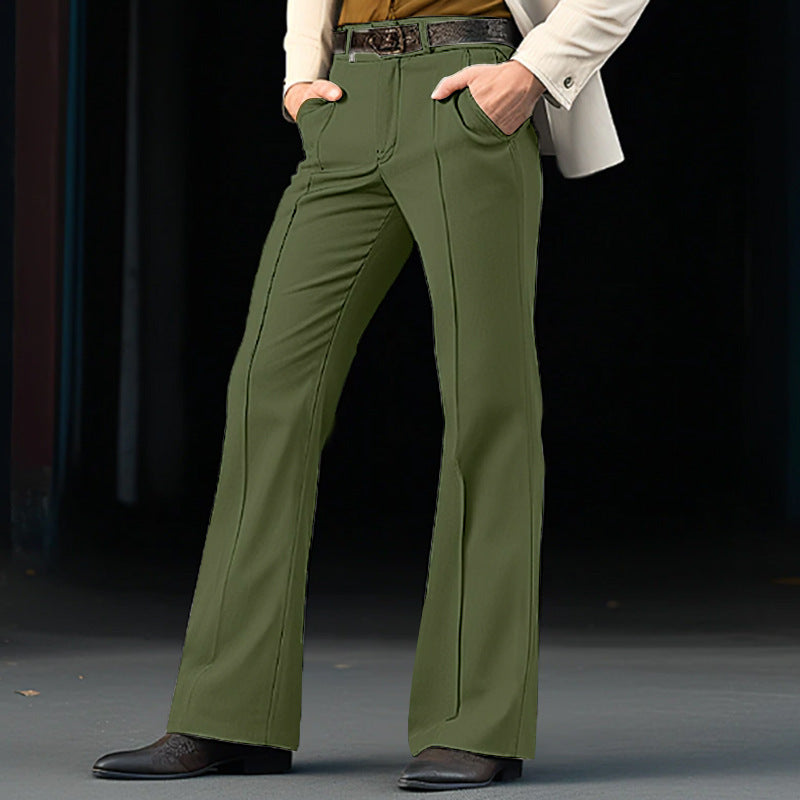Men’s Twill Stretch Slim Bell-Bottom Pants