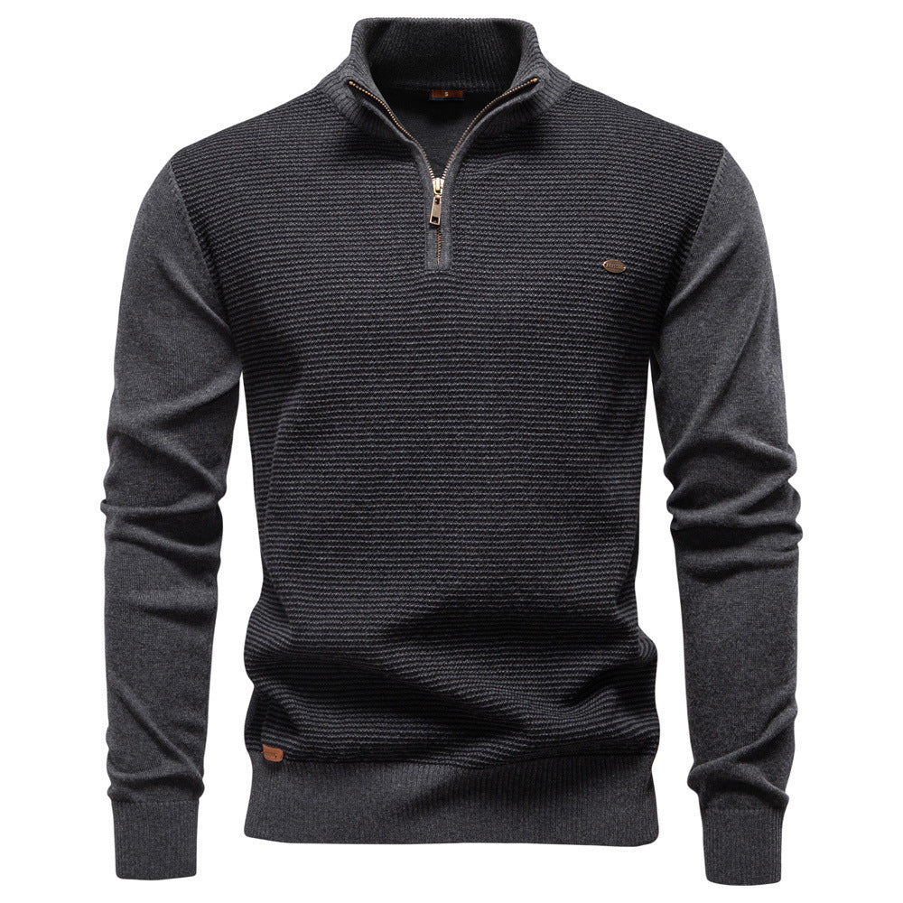 Men's Collar Half Zipper Casual Cotton Sweatshirt
