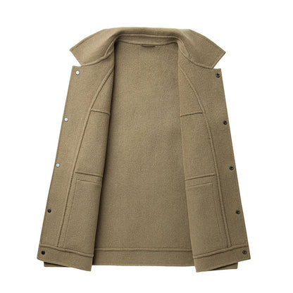 Plus Size Woolen Coat with Turn-Down Collar