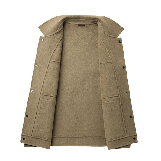 Plus Size Woolen Coat with Turn-Down Collar